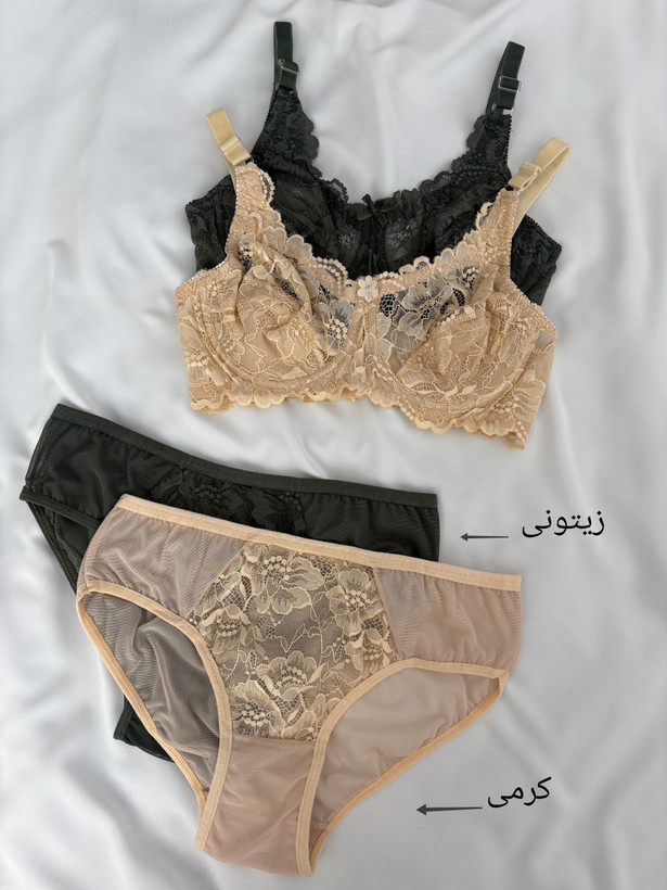 ست لباس زیر زنانه گیپور گوشواره ای مهدیس